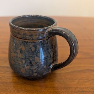 Handcrafted Ceramic Mug - Blue & Rusty Brown